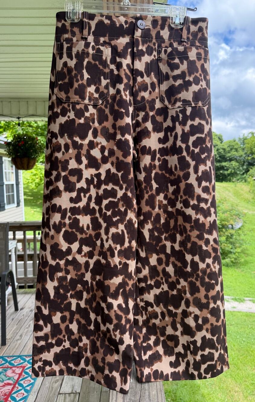 NWT Anthropologie Maeve The Colette  Leopard Wide-Leg Crop Pants Ponte Knit 29